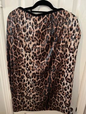 Cato Sequin Leopard Print Skirt - Brown and Black